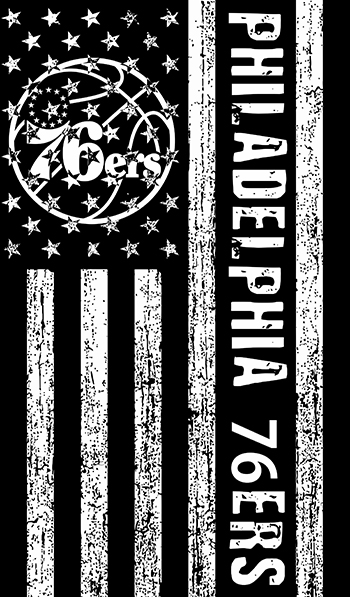 Philadelphia 76ers Black And White American Flag logo iron on paper